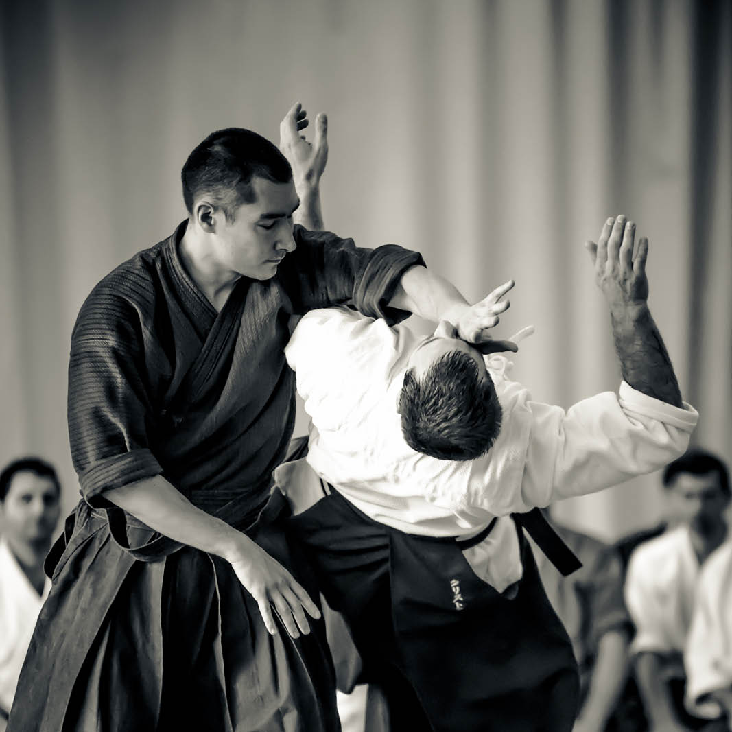 technique d'aikido à main nue avec frappe